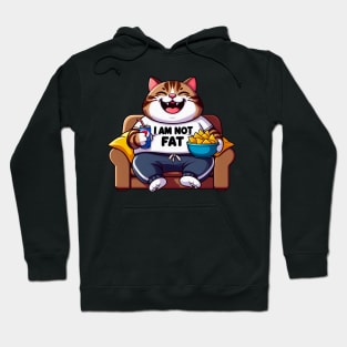 I Am Not Fat meme Tabby Cat Couch Potato Nachos Soft Drink Hoodie